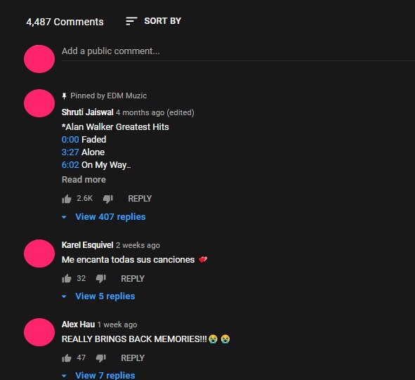 Comments under video - Vip YT