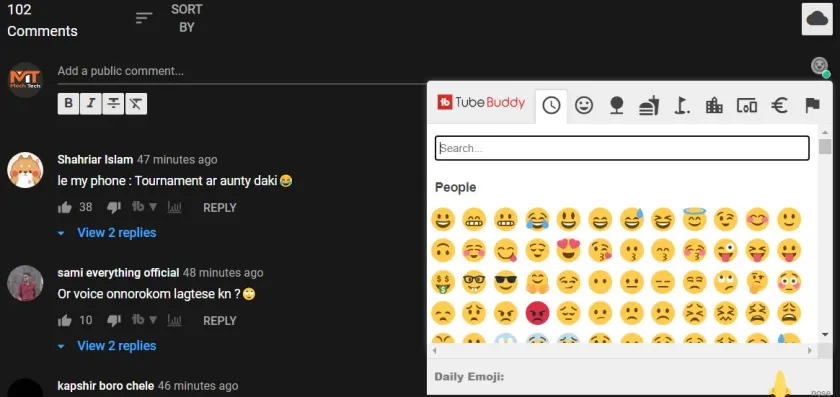 Emojis in youtube comments - Vip YT