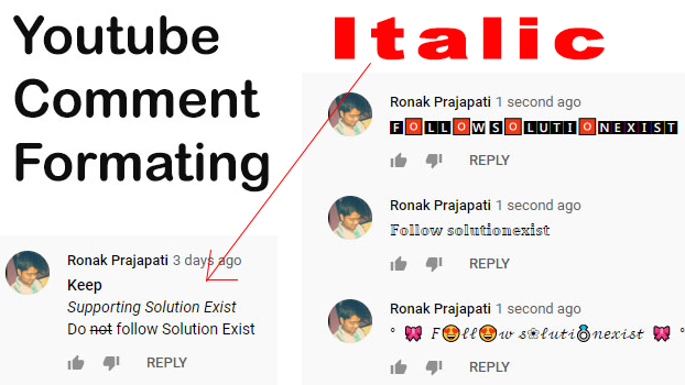 Italics in Youtube comments - Vip YT
