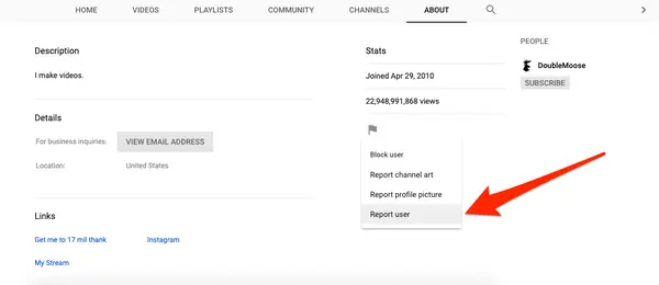 Report user on Youtube - Vip YT